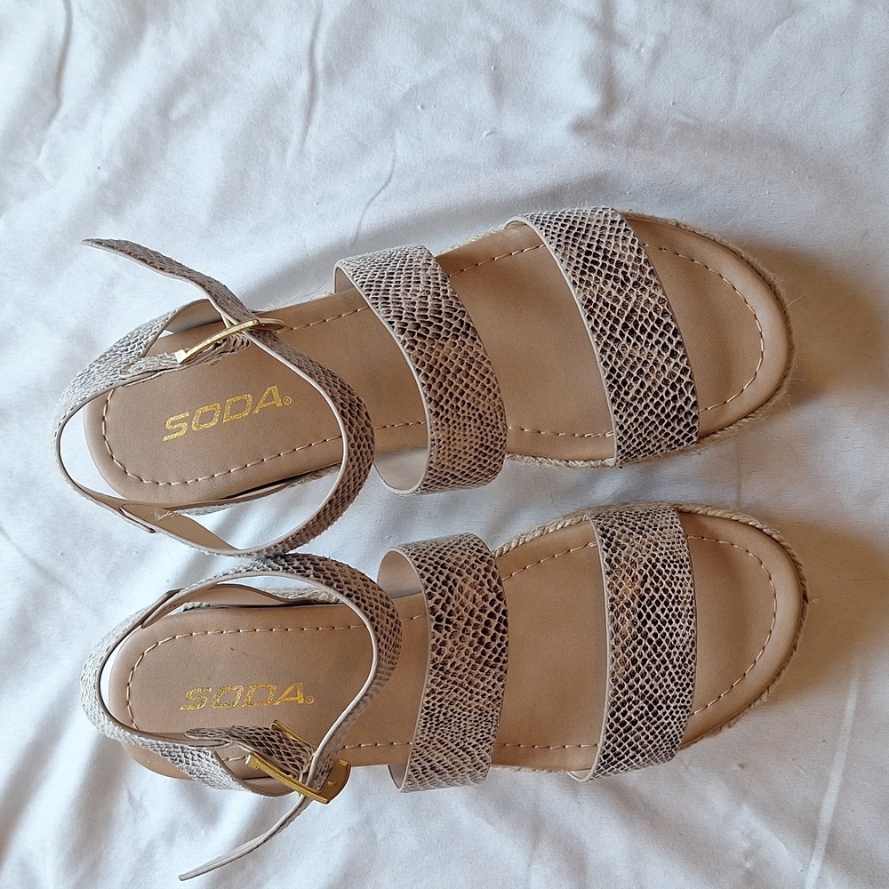 Soda Wedge Sandals, 7 1/2